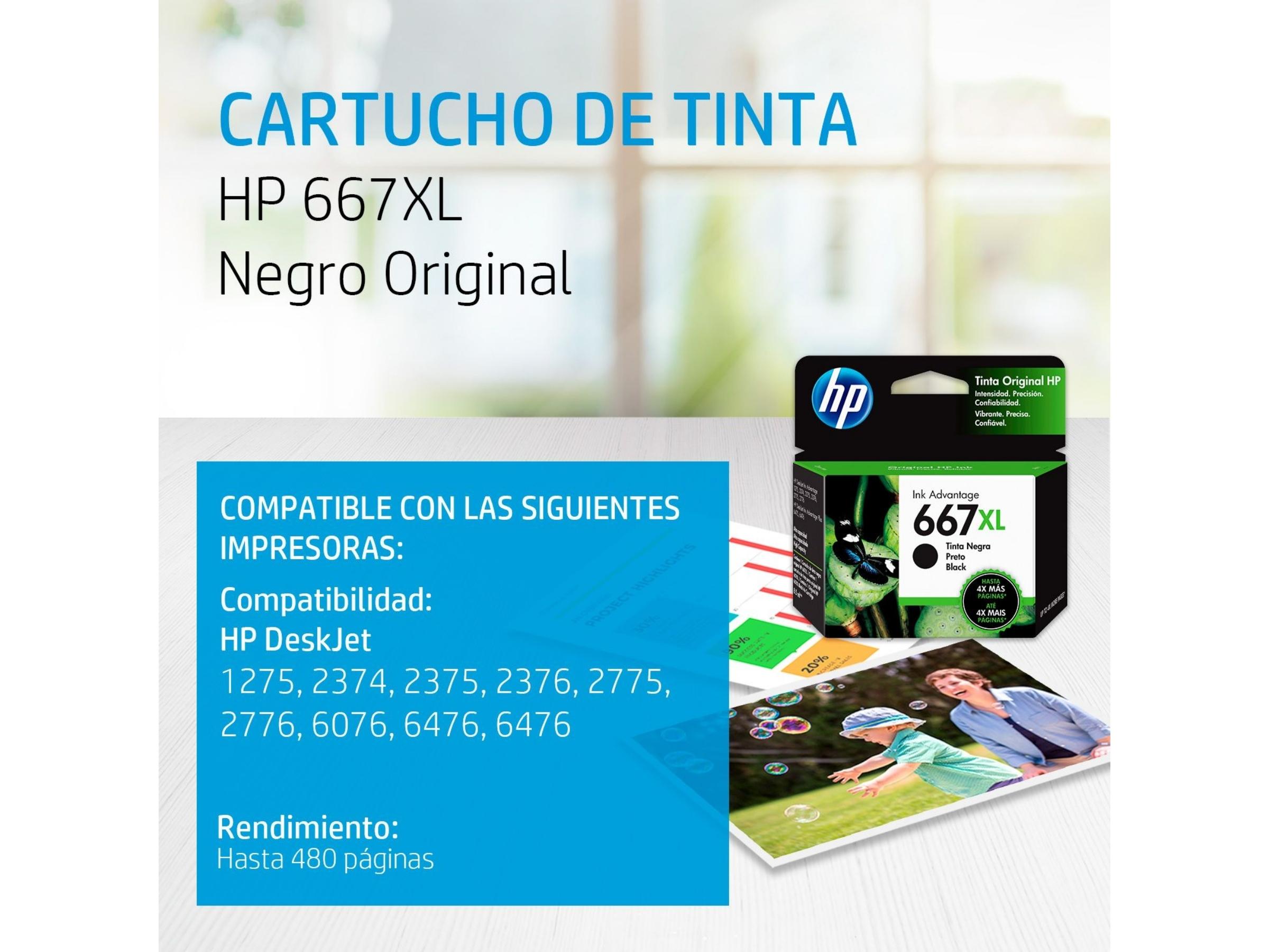 CARTUCHO DE TINTA HP 667XL BLACK (3YM81AL) 1275/2374/2375/2376/2775/2776